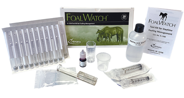 FoalWatch Test Kit with packaging and contents